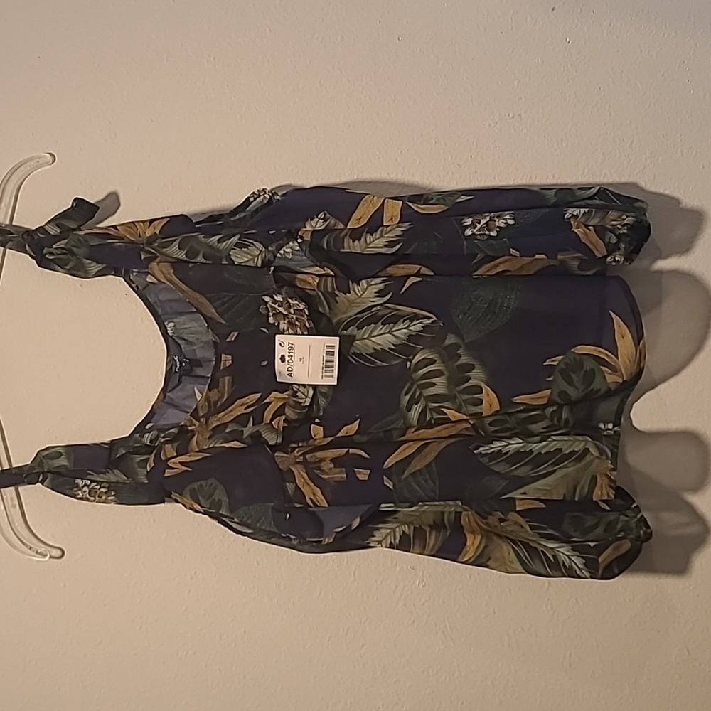 Navy floral blouse